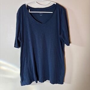 J. Jill Blue Pima Cotton Elbow Sleeve Tunic Size XL